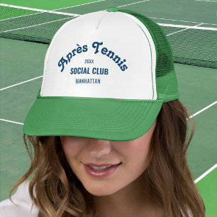 Retro Après Tennis Social Club Custom Green Trucker Hat