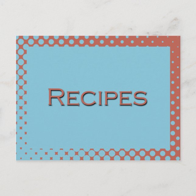 Retro Aqua and Pink Recipe Card (Front)