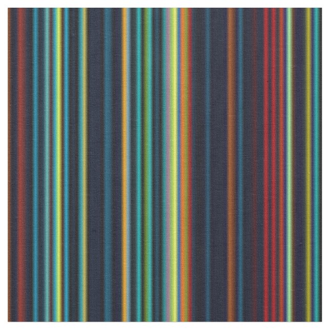 Retro aqua blue brown green stripe fabric (Close Up)