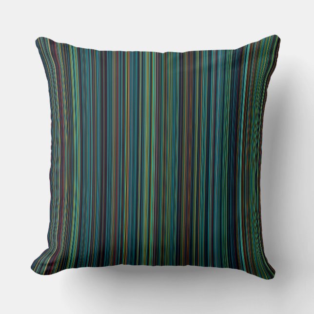 Retro aqua blue brown green stripe floor pillow (Front)