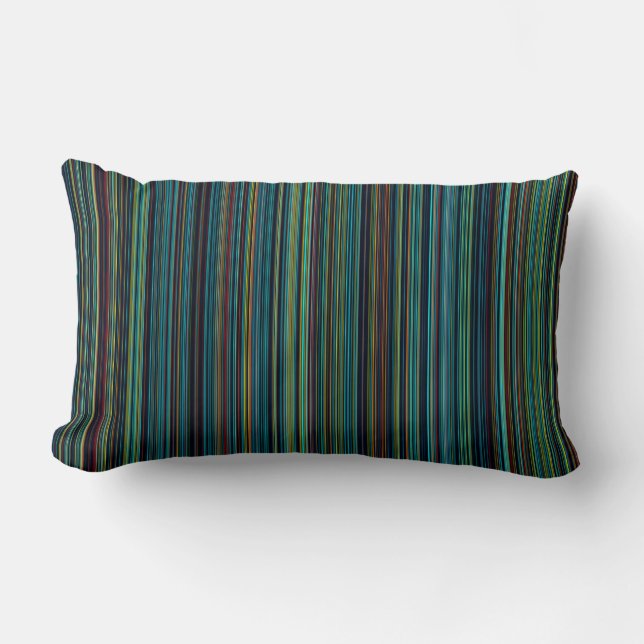 Retro aqua blue brown green stripe throw pillow (Front)