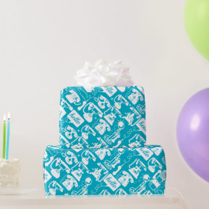 Retro Aqua Blue or Any Colour Retro Telephone Wrapping Paper