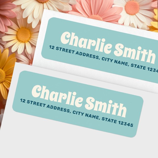 Retro aqua blue return address label (Retro aqua blue return address label)