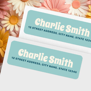 Retro aqua blue return address return address label
