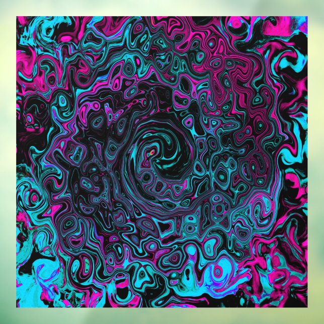 Retro Aqua Magenta and Black Abstract Swirl (Sheet 3)