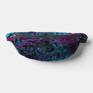 Retro Aqua Magenta and Black Abstract Swirl Bum Bags