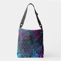 Retro Aqua Magenta and Black Abstract Swirl