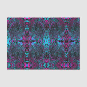 Retro Aqua Magenta and Black Abstract Swirl Tissue Paper
