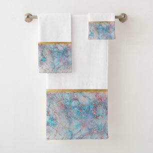 RETRO AQUA MARBLE ABSTRACT BATHROOM SET