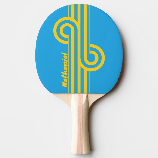Retro Aqua Reef Stripe Loop with Name Ping Pong Paddle (Back)