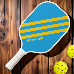 Retro Aqua Reef Three Stripes with Name Pickleball Paddle