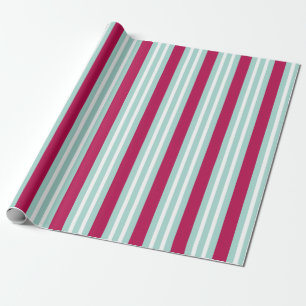 Retro Aqua Striped Holiday Wrapping Paper