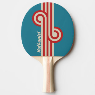 Retro Aqua Surf Loop with Name Ping Pong Paddle