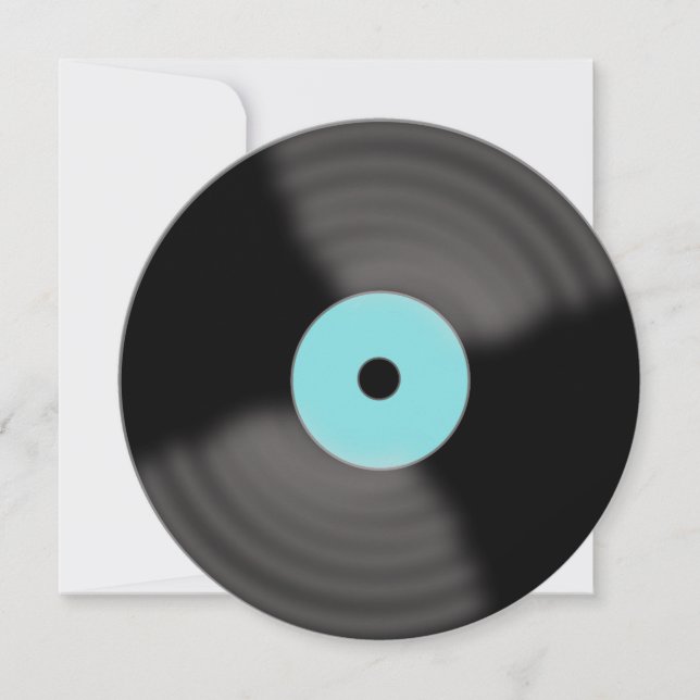 Retro Aqua Vinyl Record Party Invitations (Front)