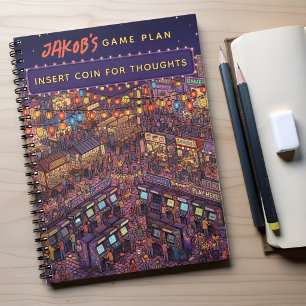 Retro Arcade & Asian Night Market Custom Notebook
