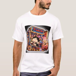 Retro Arcade Cat Japanese Neon Game Room T-Shirt