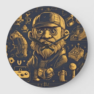 Retro Arcade Dreams Large Clock