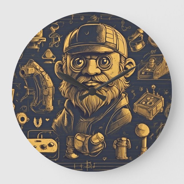 Retro Arcade Dreams Large Clock (Front)