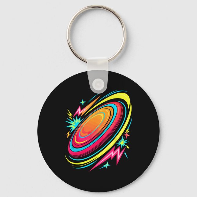 Retro Arcade Frisbee Disc Golf Flying Discs Golfin Key Ring (Front)
