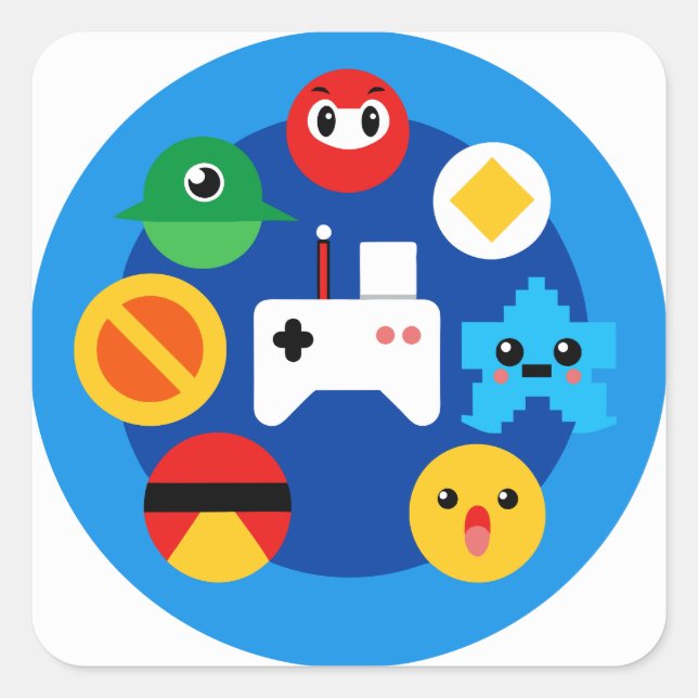 Retro Arcade Fun Square Sticker (Front)