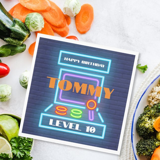 Retro Arcade Game Birthday Party Napkin (Creator Uploaded)