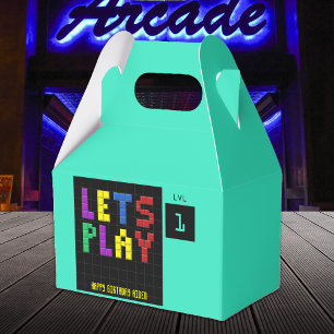 Retro Arcade Game Kids 1st Birthday Party Favour Box