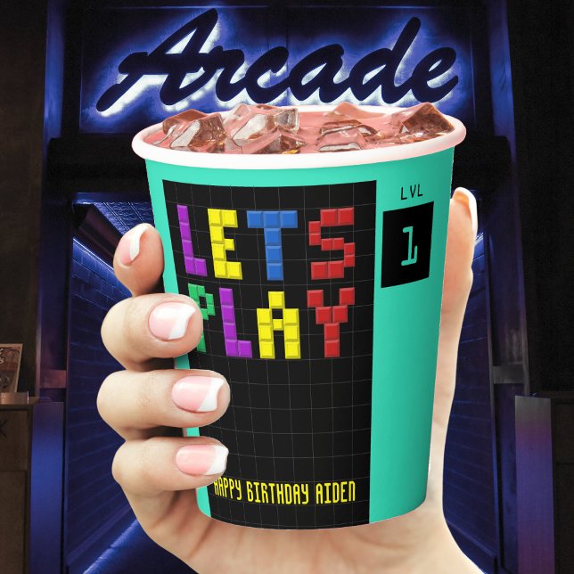 Retro Arcade Game Kids 1st Birthday Party Paper Cups (Retro Arcade Game Kids 1st Birthday Party Paper Cups)