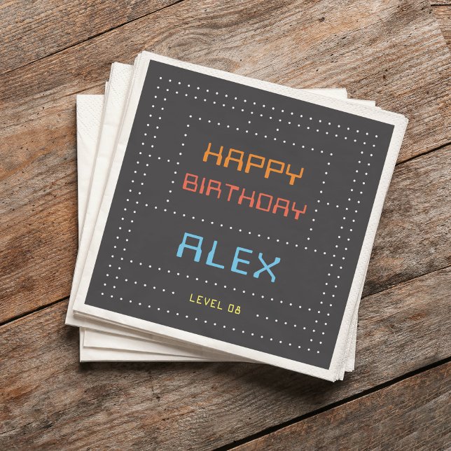Retro Arcade Game Kids Birthday Party Napkin (Creator Uploaded)