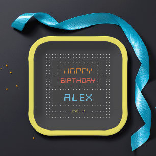 Retro Arcade Game Kids Birthday Party Paper Plate