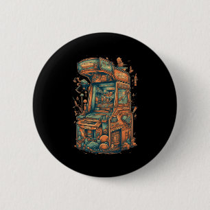 Retro Arcade Gamer Clic Gaming Arcade Machine  6 Cm Round Badge