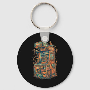 Retro Arcade Gamer Clic Gaming Arcade Machine Key Ring