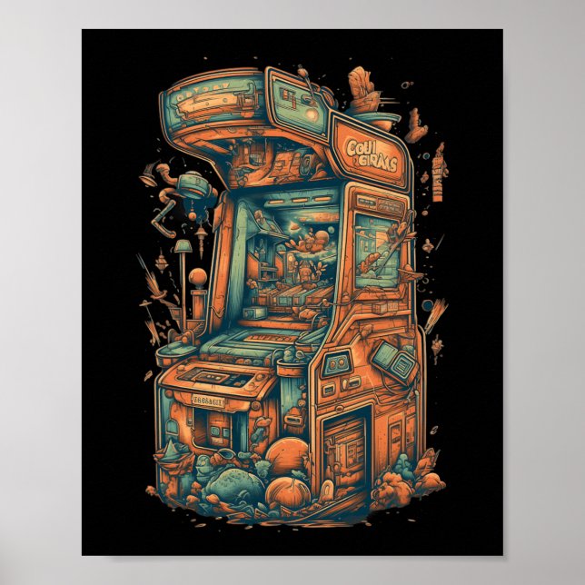 Retro Arcade Gamer Clic Gaming Arcade Machine  Poster (Front)