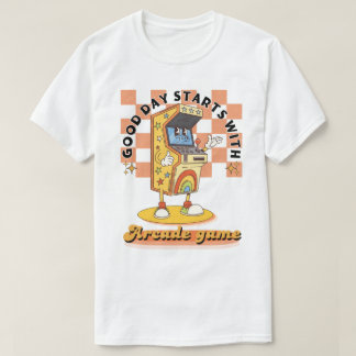 Retro Arcade Good Day Starts Design T-Shirt