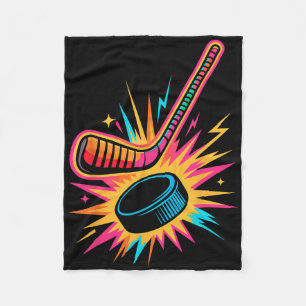 Retro Arcade Ice Hockey Fleece Blanket