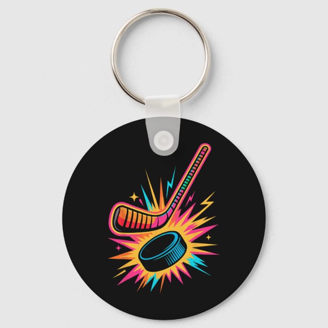 Retro Arcade Ice Hockey  Key Ring (Front)
