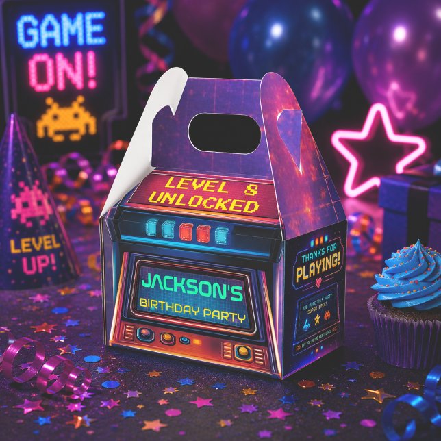 Retro Arcade Level Up Birthday Party Favour Box (Creator Uploaded)
