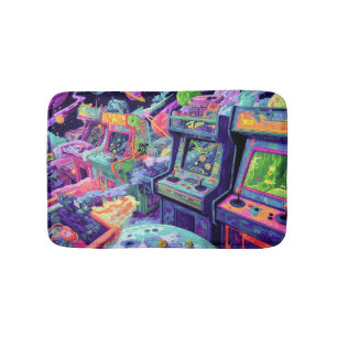Retro Arcade Machines in Space Bath Mat