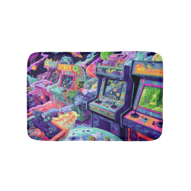 Retro Arcade Machines in Space Bath Mat (Front)
