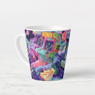 Retro Arcade Machines in Space Latte Mug