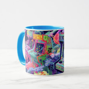Retro Arcade Machines in Space Mug