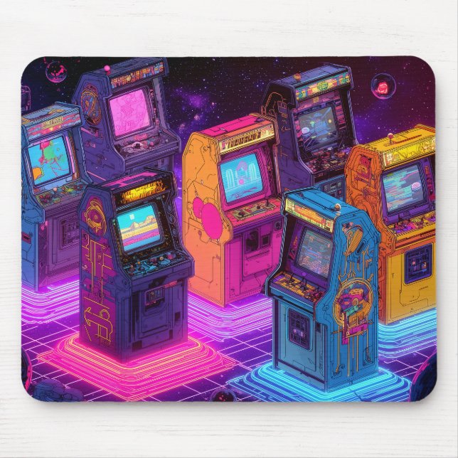 Retro Arcade Machines Mouse Pad (Front)