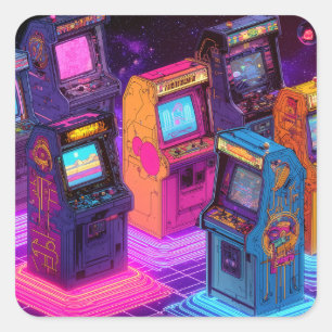 Retro Arcade Machines Square Sticker