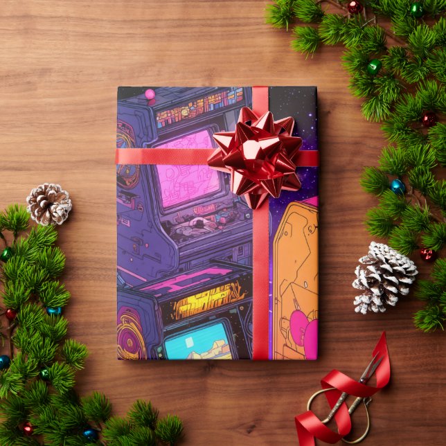 Retro Arcade Machines Wrapping Paper (Holiday Gift)