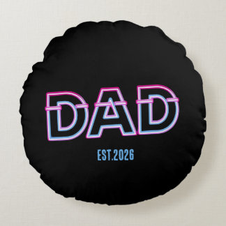 Retro Arcade Neon DAD Custom Year Father's Day Gif Round Cushion