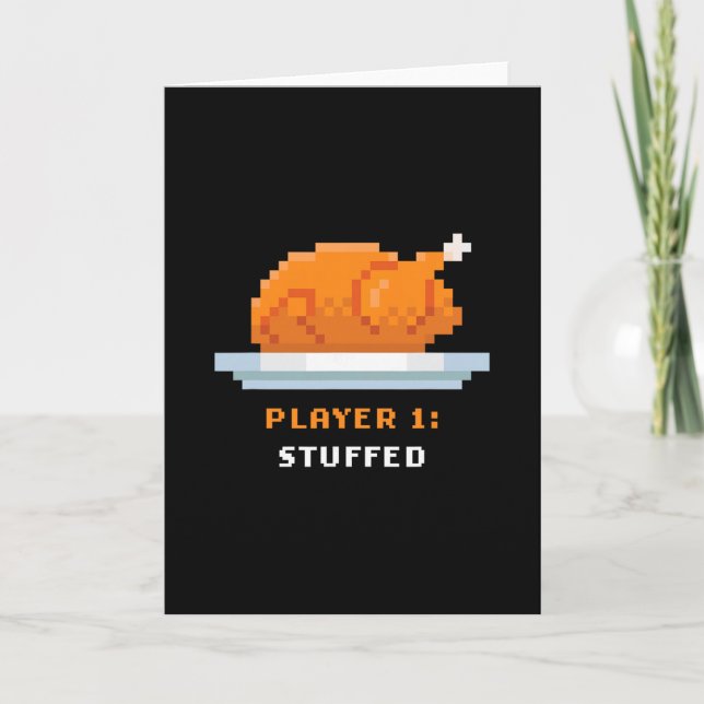 Retro Arcade Pixelated Game Turkey – Player 1 Stuf Card (Front)