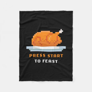 Retro Arcade Pixelated Game Turkey – Press Start T Fleece Blanket