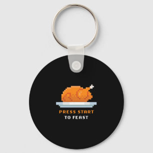 Retro Arcade Pixelated Game Turkey – Press Start T Key Ring