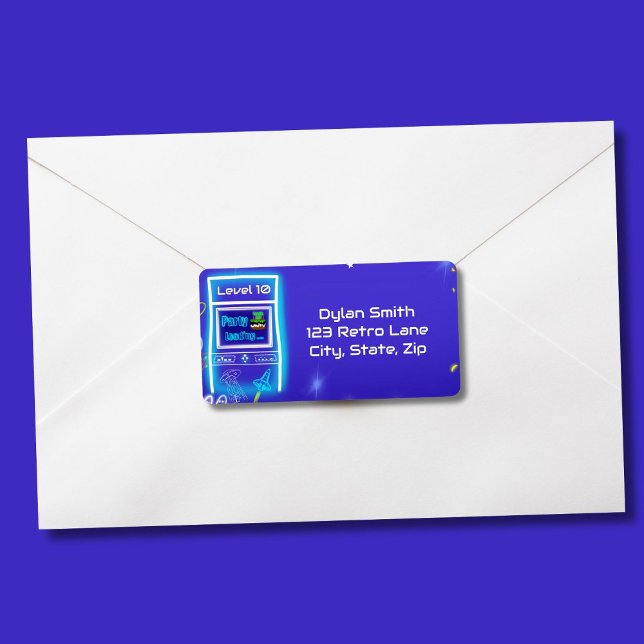  Retro Arcade Power Up Gaming Birthday Party Label (Creator Uploaded)