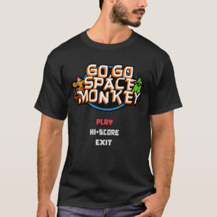 Retro Arcade Space Monkey Video Game Menu Design T-Shirt