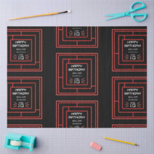Retro Arcade Video Game Neon Kids Birthday Tissue Paper
